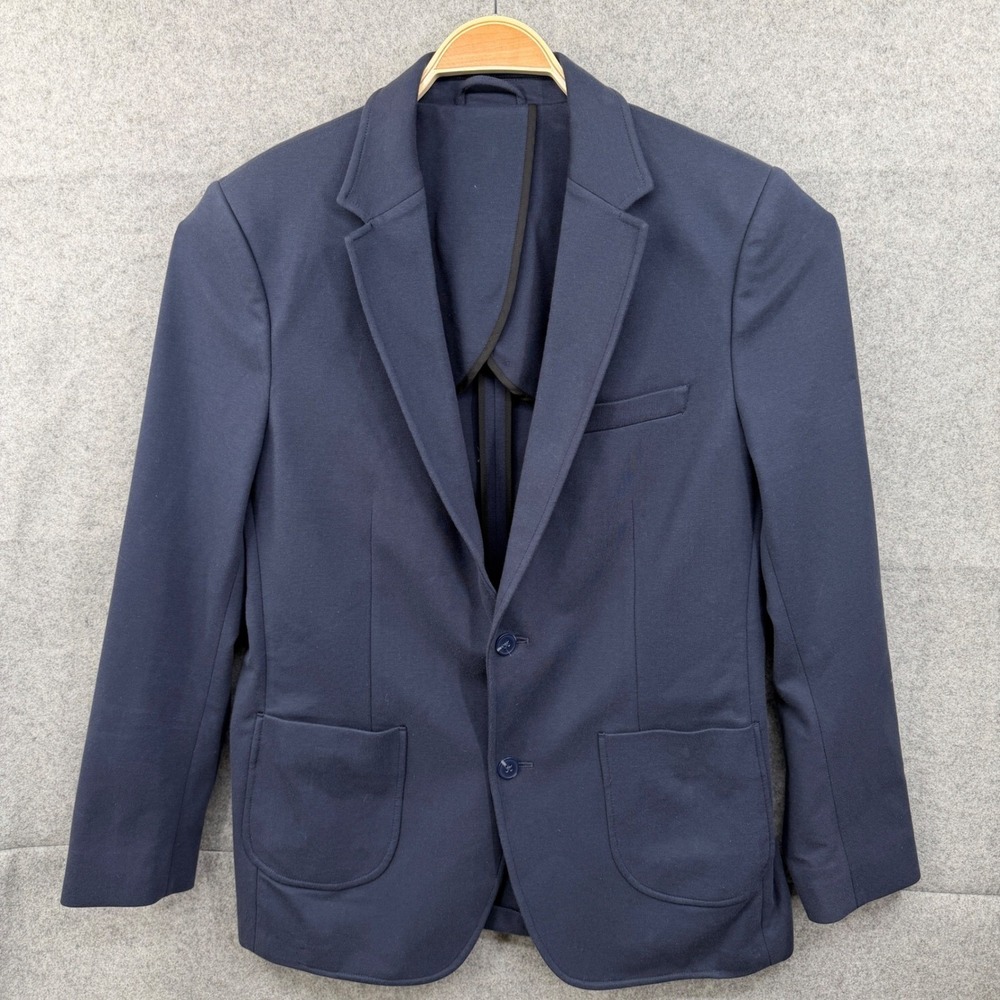 01. Algo Blazer Jacket Men's Large Blue Two Button Vented Cotton Blend - Picture 2 of 11